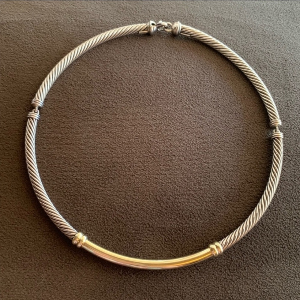 David Yurman 925 & 14k Gold 7mm Metro Cable Necklace
